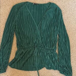 Zara Green Pleated Women's Top